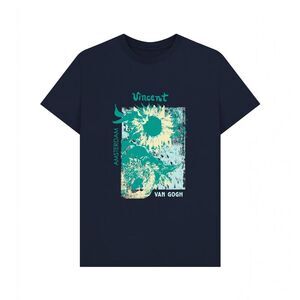 Apoh Unisex Adult Sunflowers Vincent Van Gogh T-Shirt / Navy Blue